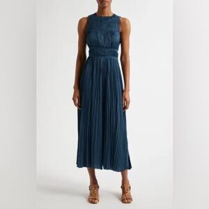 NWT Ulla Johnson Elle Plisse Satin Dress, 6